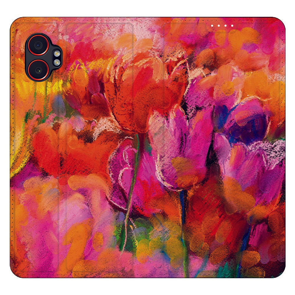Book Case Samsung Galaxy Xcover 7 Pro Tulips bloemen design voorzijde