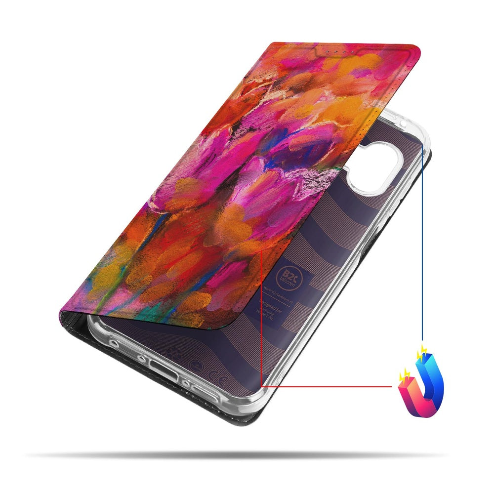 Book Case Samsung Galaxy Xcover 7 Pro Tulips bloemen design aanzicht