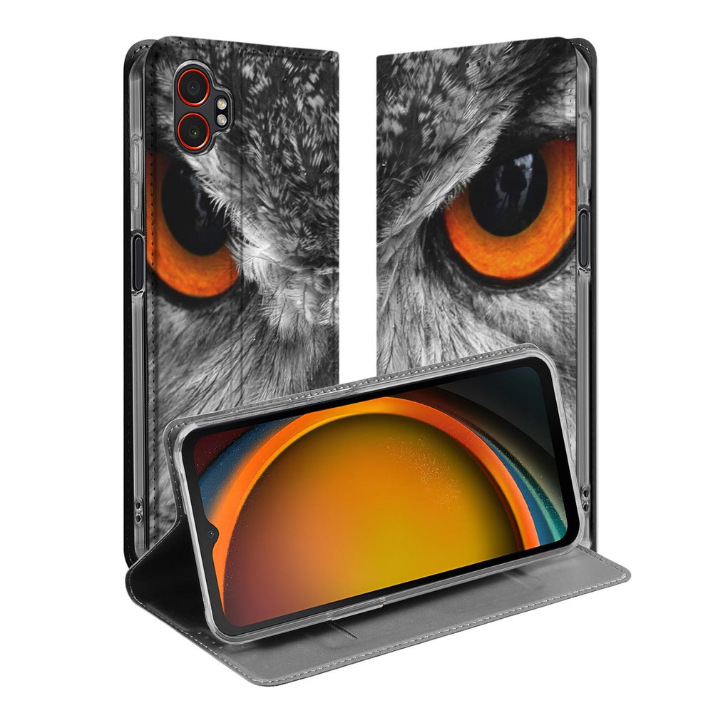 Book Case Samsung Galaxy Xcover 7 Pro Uil uilprint stand case vooraanzicht