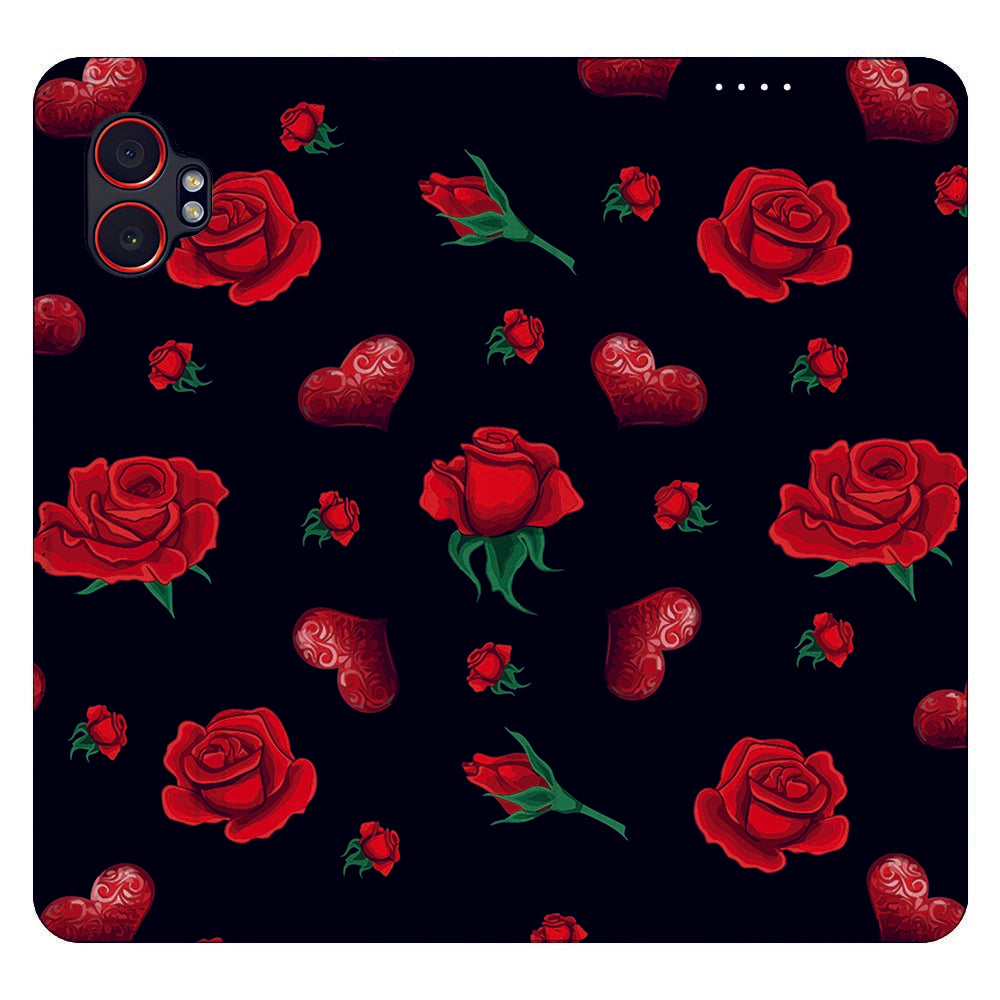Book Cover Samsung Galaxy Xcover 7 Pro Valentine design rozen hartjes aanzicht