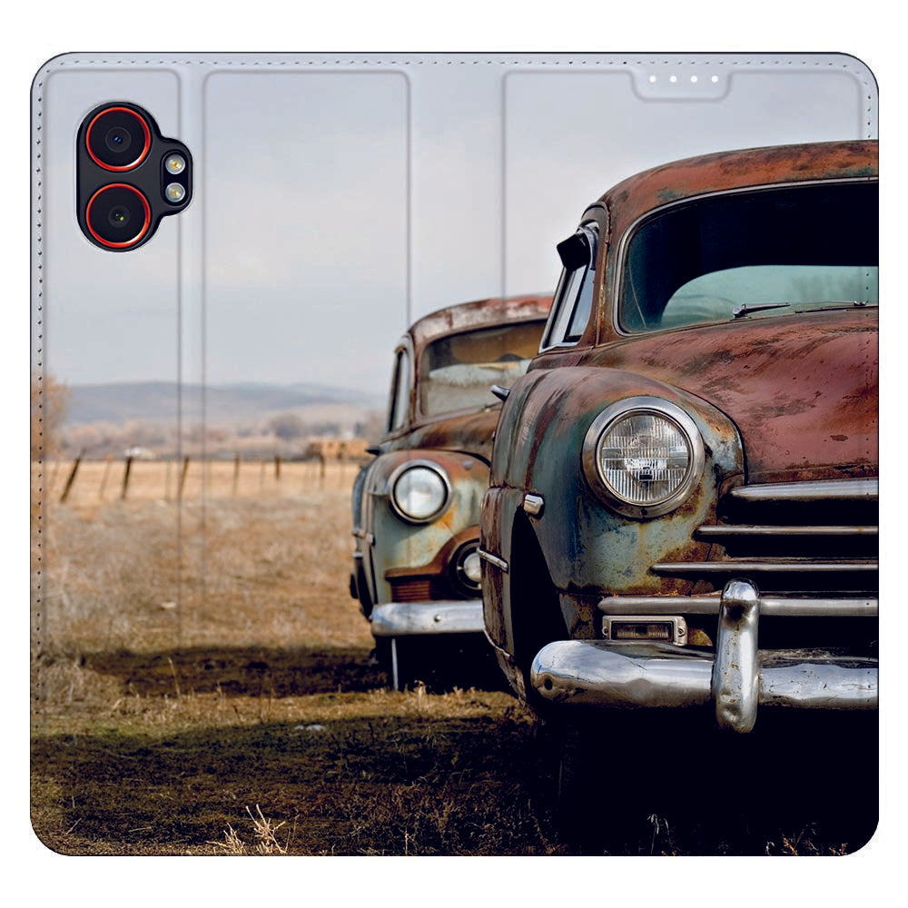 Bookcase Samsung Galaxy Xcover 7 Pro Vintage Auto retro auto achteraanzicht