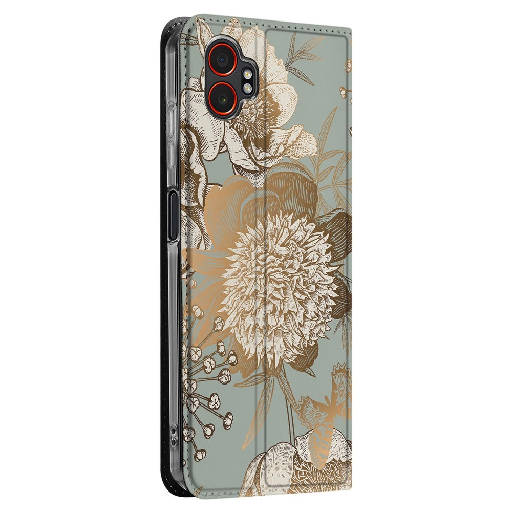 Samsung Galaxy Xcover 7 Pro Telefoonhoesje Vintage Bird Flowers zijkant bloemen design