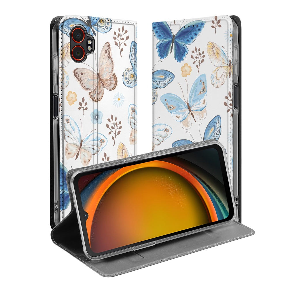 Samsung Galaxy Xcover 7 Pro Flip Style Cover Vlinder vlinder design voorkant en achterkant