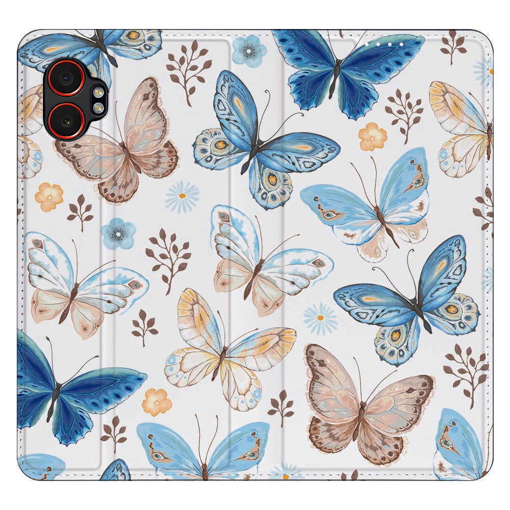 Samsung Galaxy Xcover 7 Pro Flip Style Cover Vlinder vlinderdesign bovenaanzicht