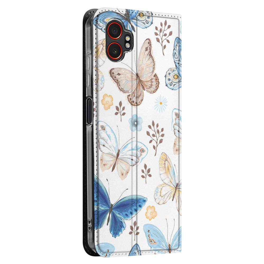 Samsung Galaxy Xcover 7 Pro Flip Style Cover Vlinder vlinderdesign zijaanzicht