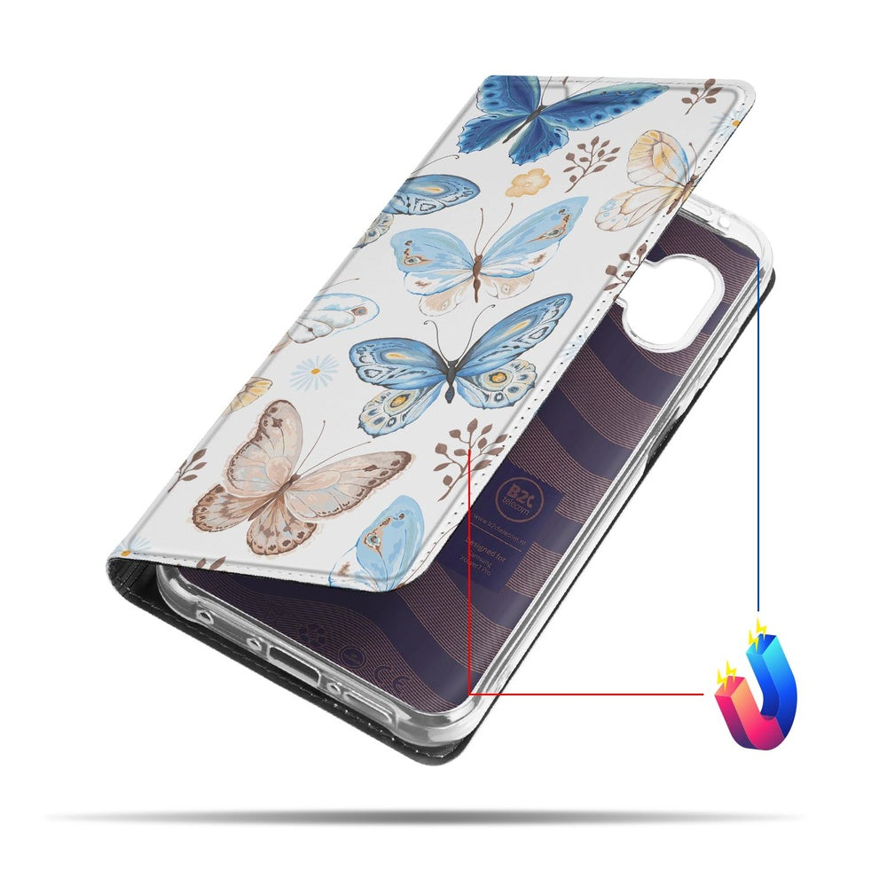 Samsung Galaxy Xcover 7 Pro Flip Style Cover Vlinder vlinderdesign zijaanzicht