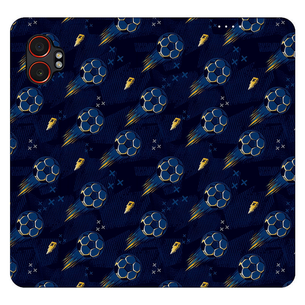 Samsung Galaxy Xcover 7 Pro Standcase Hoesje Voetbal donkerblauw voetbalpatroon