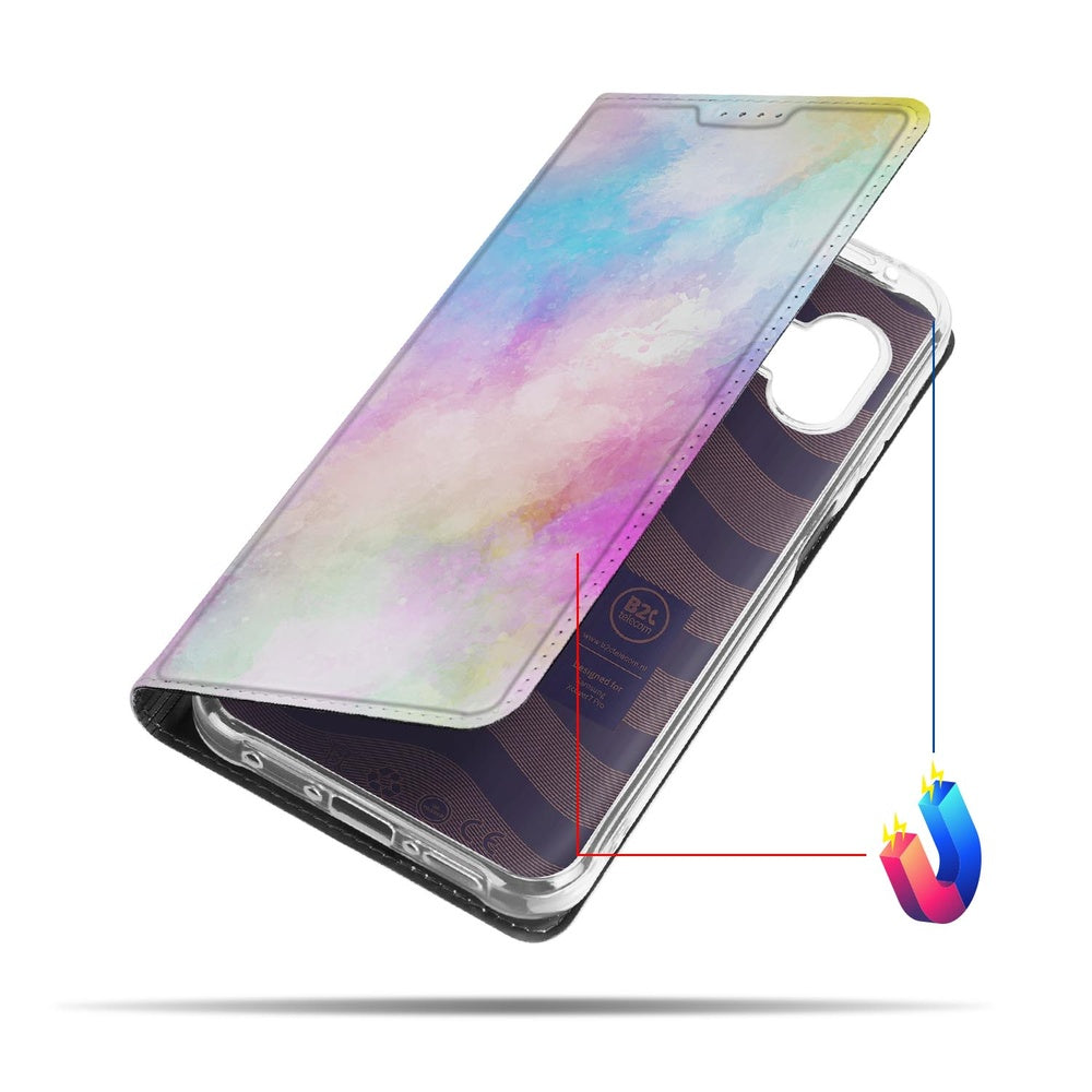 Samsung Galaxy Xcover 7 Pro Wallet Case Watercolor Light hoesje boekachtige houder aanzicht