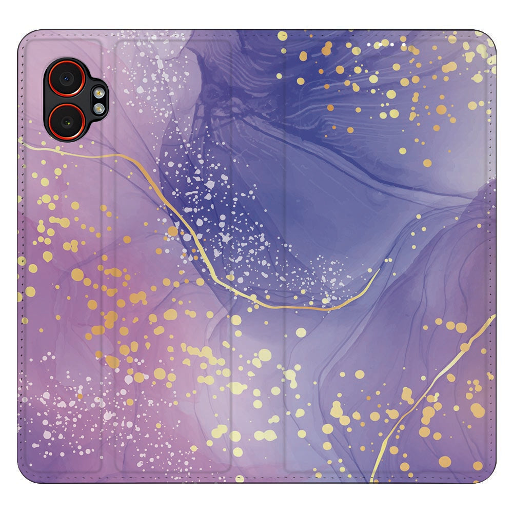 Samsung Galaxy Xcover 7 Pro Telefoonhoesje met pashouder Watercolor Paars design watercolor paars aanzicht