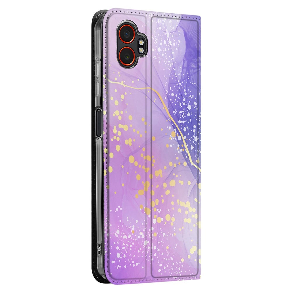 Samsung Galaxy Xcover 7 Pro Telefoonhoesje met pashouder Watercolor Paars design Watercolor Paars aanzicht
