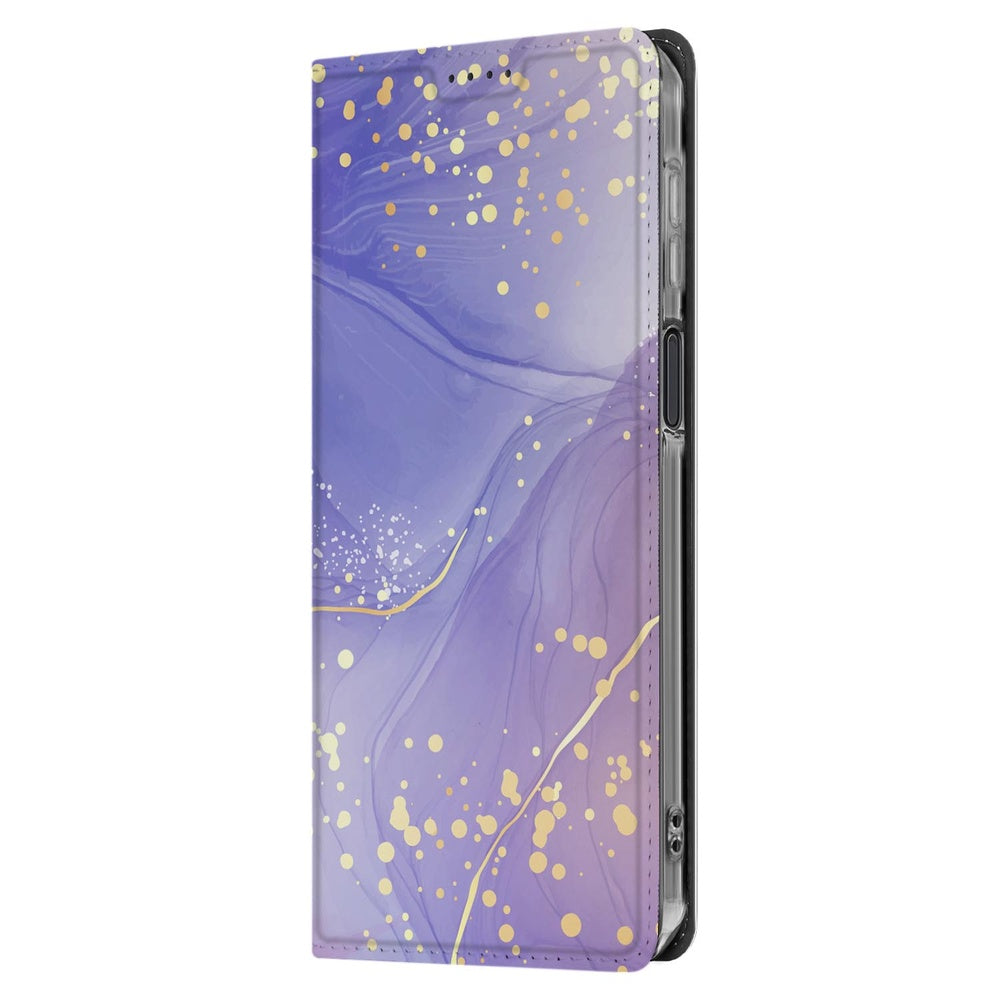 Samsung Galaxy Xcover 7 Pro Telefoonhoesje met pashouder Watercolor Paars boekhoes zijkant
