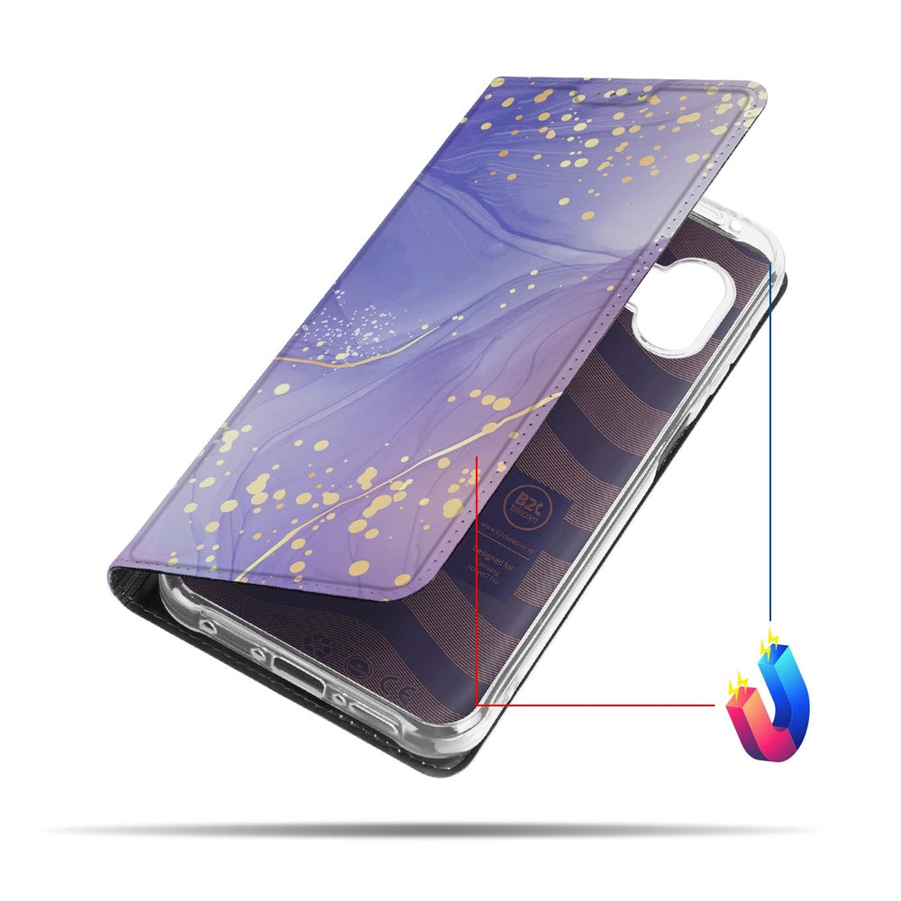 Samsung Galaxy Xcover 7 Pro Telefoonhoesje met pashouder Watercolor Paars hoesje aanzicht