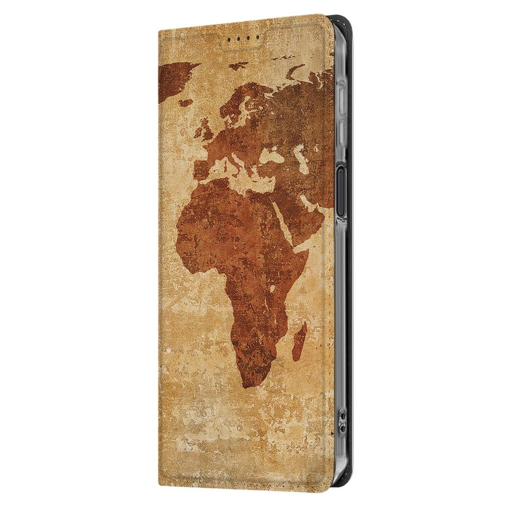 Samsung Galaxy Xcover 7 Pro Book Case Wereldkaart book case wereldkaart zijaanzicht
