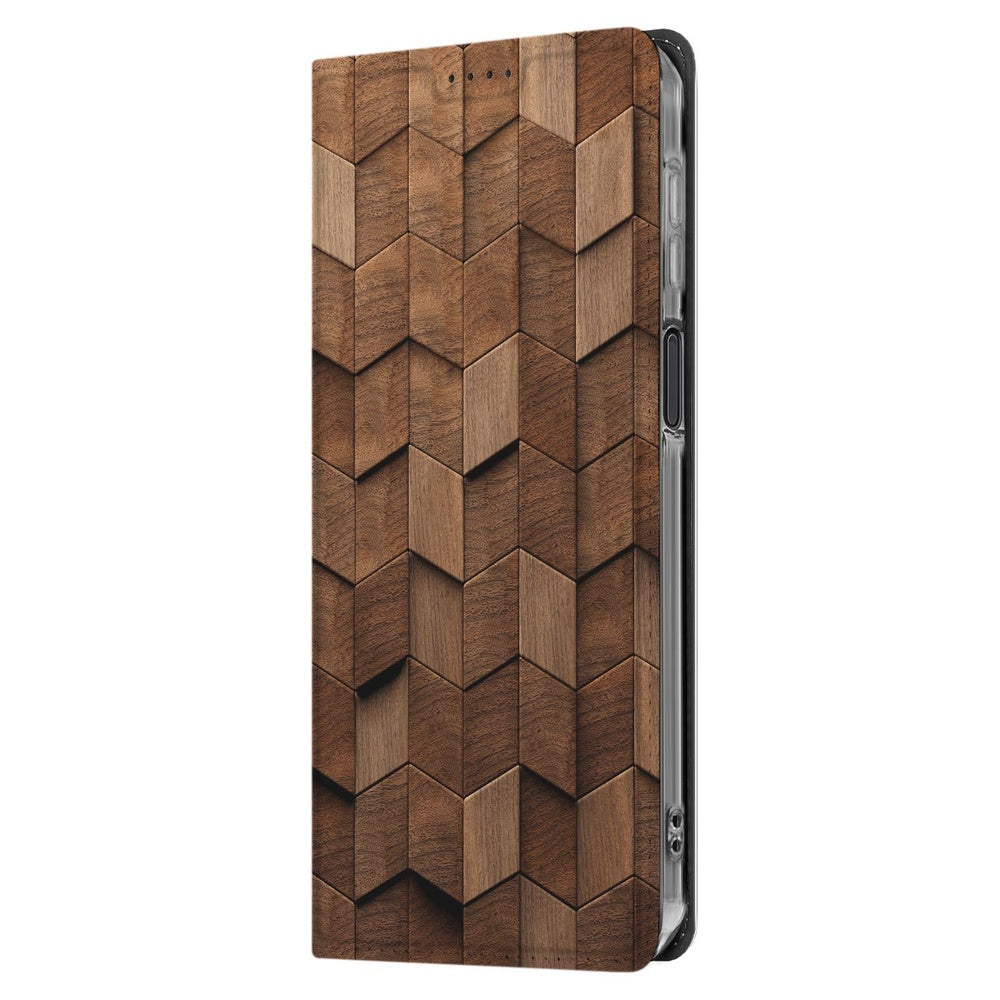 Samsung Galaxy Xcover7 Pro Bookcase Wooden Cubes design houten kubussen aanzicht