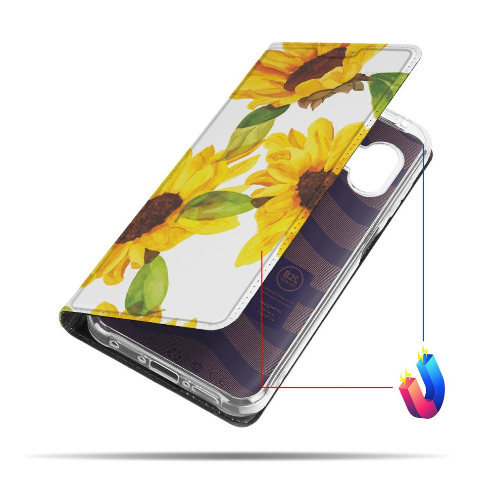 Samsung Galaxy Xcover 7 Pro Telefoonhoesje Zonnebloemen hoesje design bloemen aanzicht