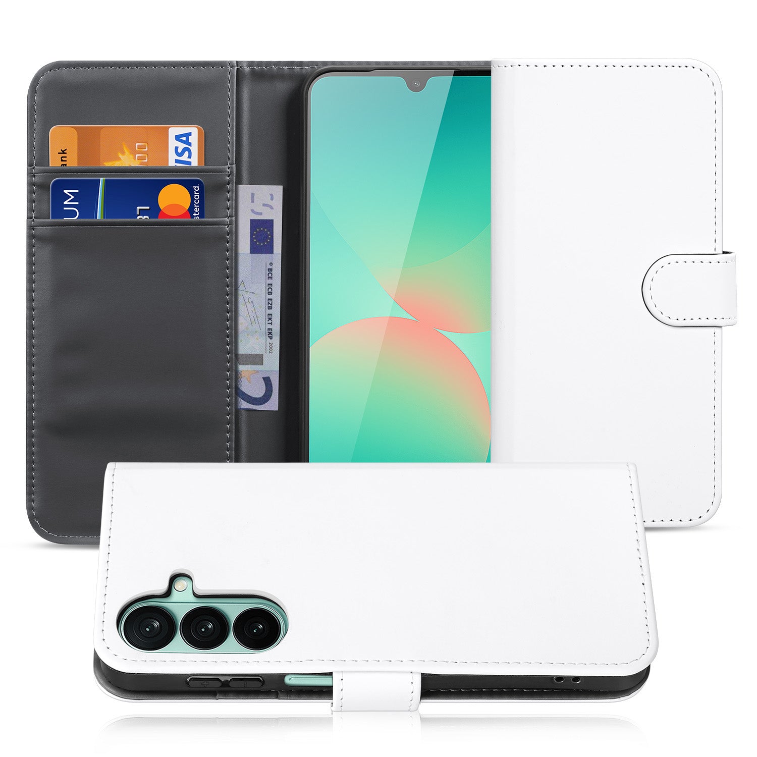 Samsung Galaxy A27 bookcase hoesje wit met pasjeshouder en magneetsluiting-combi