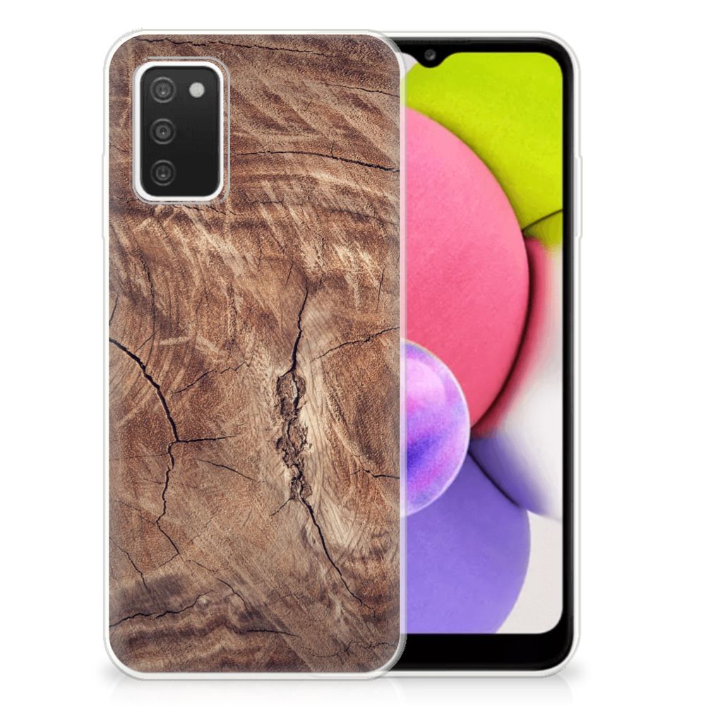 Samsung Galaxy A03S Bumper Hoesje Tree Trunk hoesje houtprint aanzicht