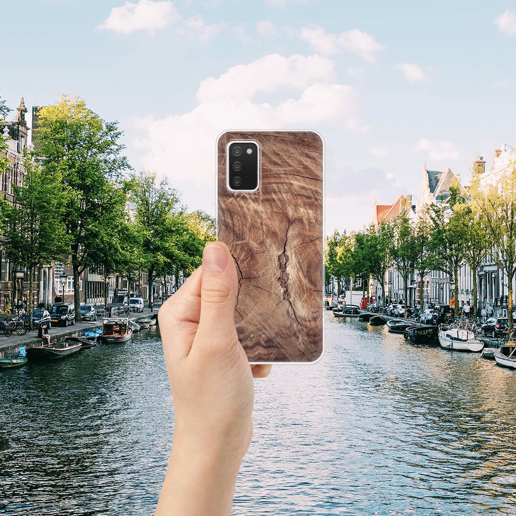 Samsung Galaxy A03S Bumper Hoesje Tree Trunk achterzijde hand rivier