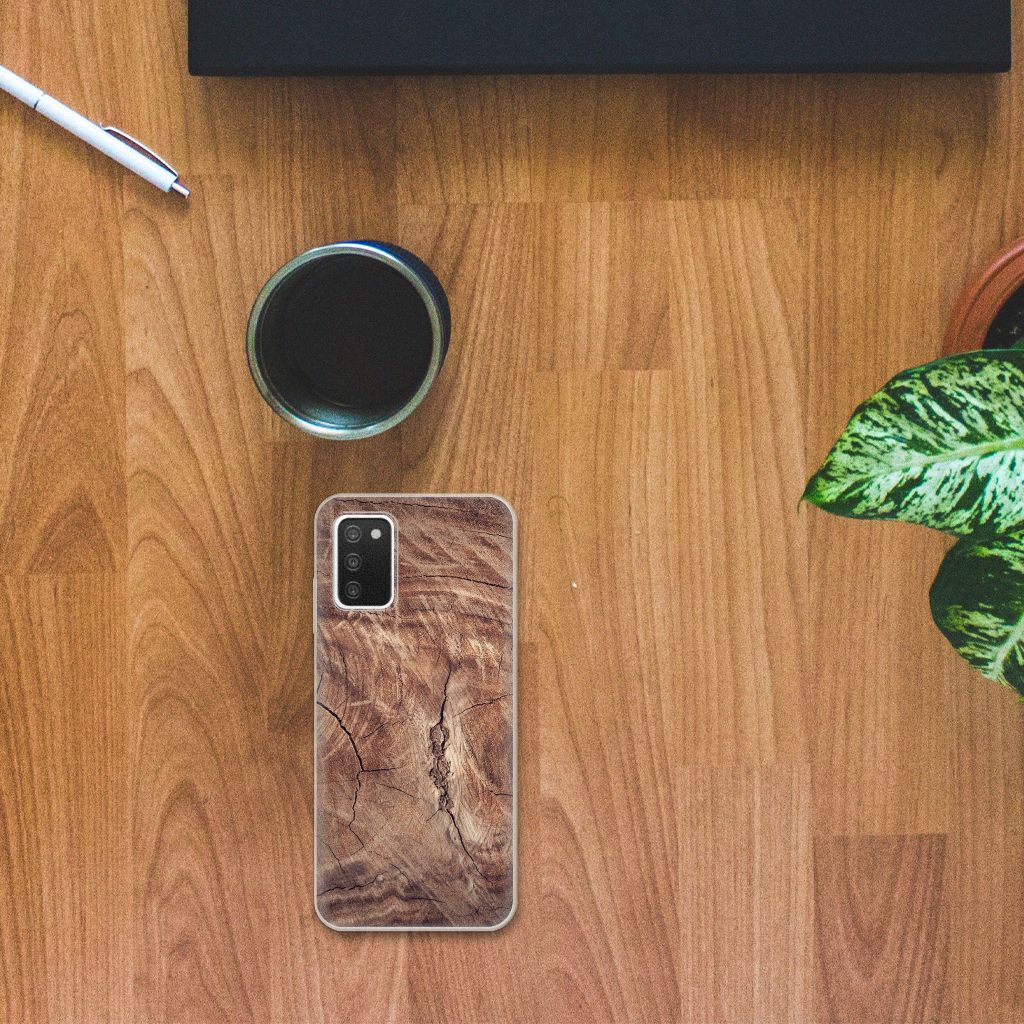 Samsung Galaxy A03S Bumper Hoesje Tree Trunk hoesje houtprint bovenaanzicht