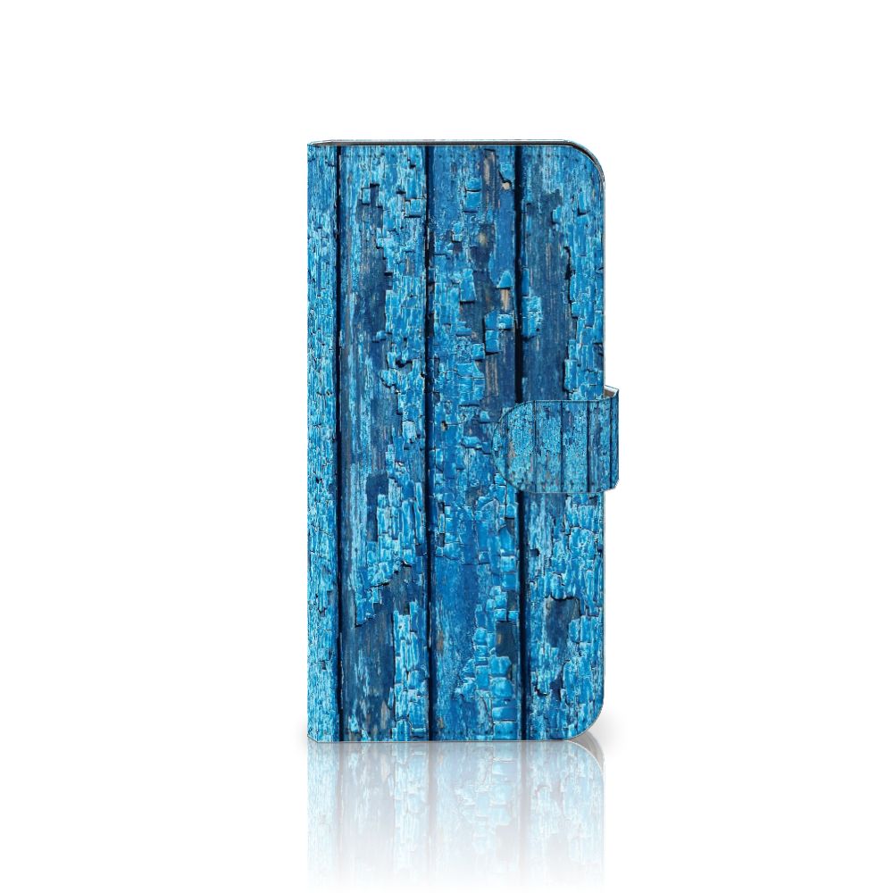 Samsung Galaxy A04e Book Style Case Wood Blue boekhoes blauw afgebladderd hout