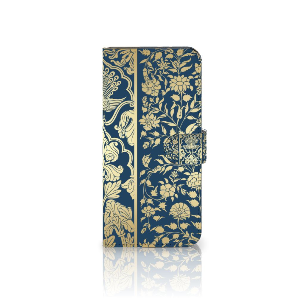 Samsung Galaxy A04e Hoesje Beige Flowers design luxe bloemen navy