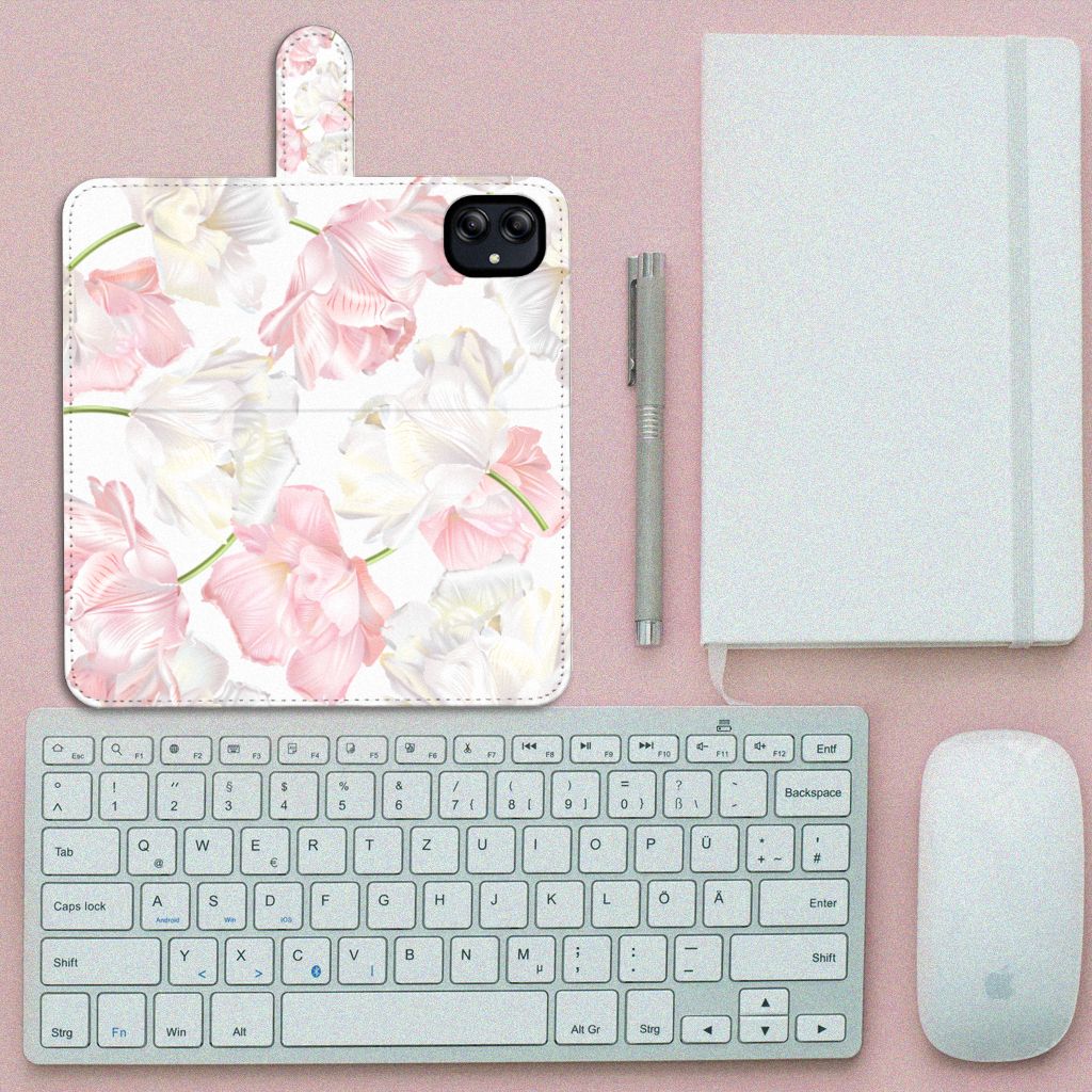 Samsung Galaxy A04e Hoesje Lovely Flowers design met bloemen aanzicht