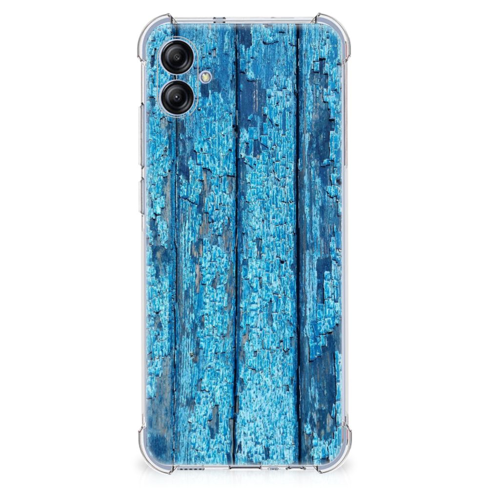 Samsung Galaxy A04e Stevig Telefoonhoesje Wood Blue achterzijde