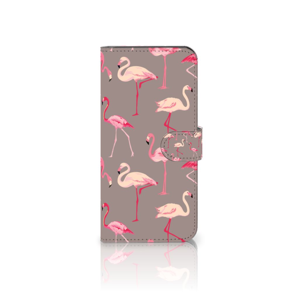 Samsung Galaxy A04e Telefoonhoesje met Pasjes Flamingo flamingo design voorzijde