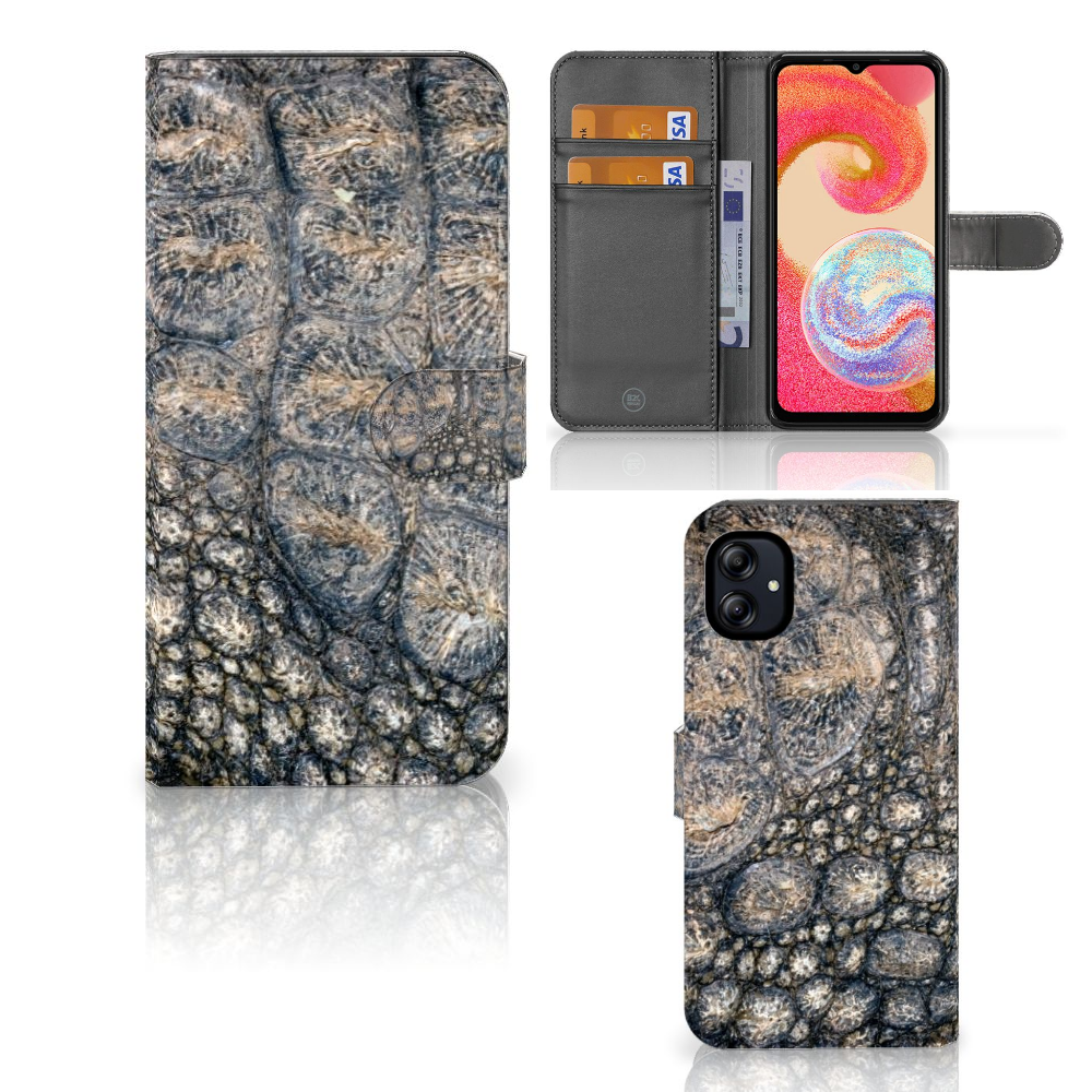 Samsung Galaxy A04e Telefoonhoesje met Pasjes Krokodillenprint telefoonhoesje krokodillenprint aanzicht