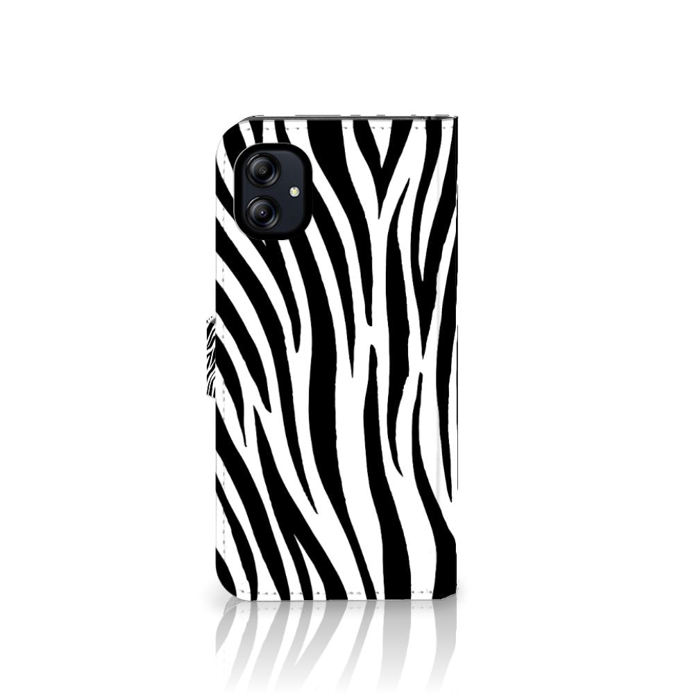 Samsung Galaxy A04e Telefoonhoesje met Pasjes Zebra Zebraprint Hoesje Zijkant