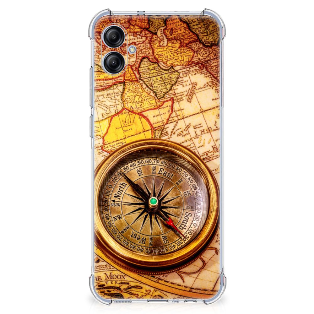 Samsung Galaxy A04e Telefoonhoesje met valbescherming Kompas hoesje kompas design voorkant