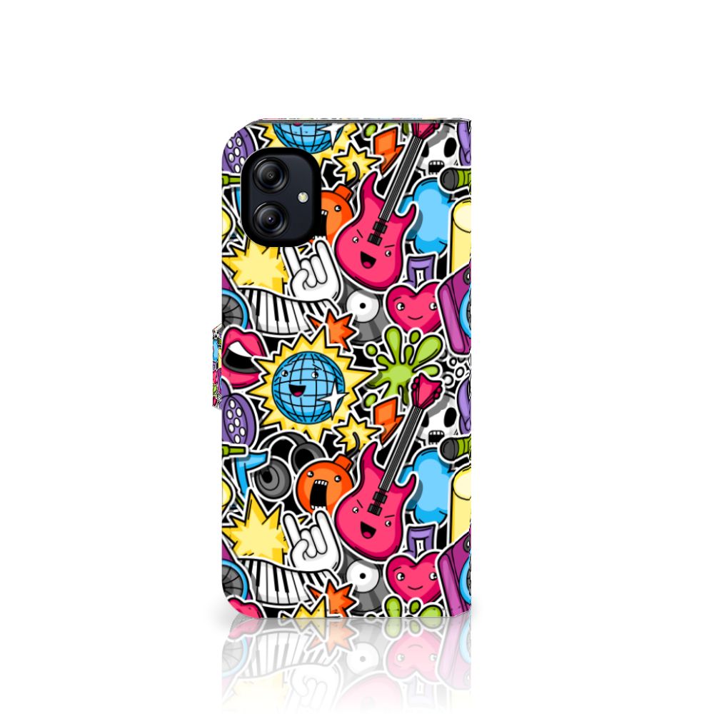 Samsung Galaxy A04e Wallet Case met Pasjes Punk Rock design kleurig aanzicht
