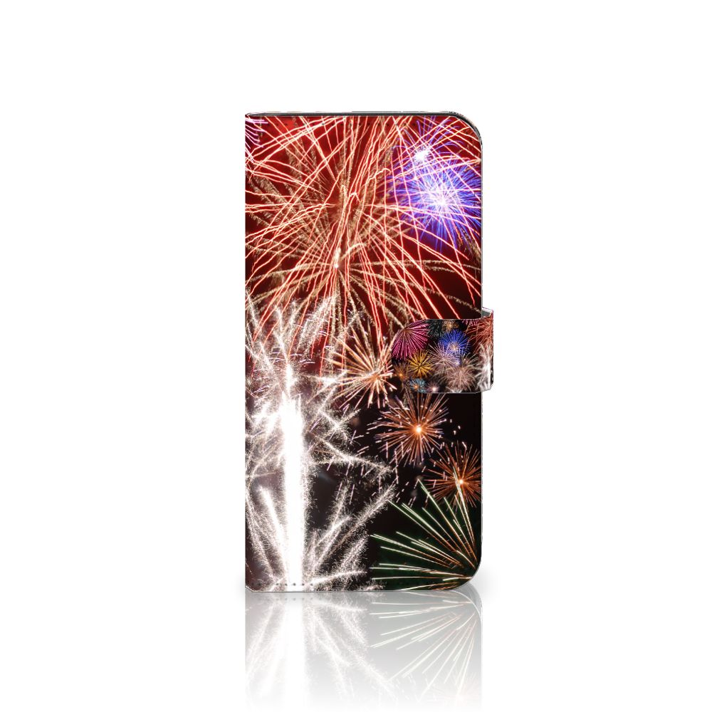 Samsung Galaxy A04e Wallet Case met Pasjes Vuurwerk design vuurwerk kleuren aanzicht