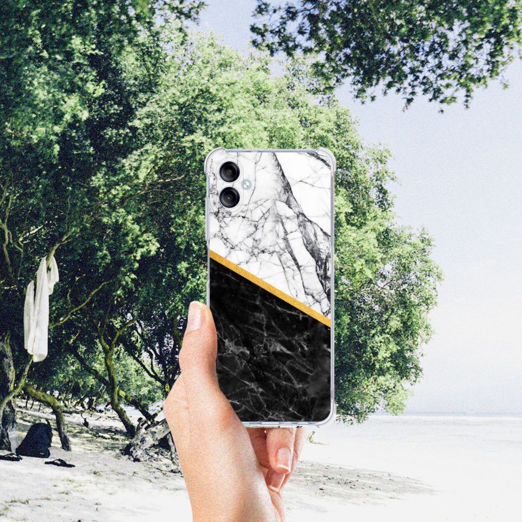 Samsung Galaxy A05 Anti-Shock Hoesje Marmer Wit Zwart - Origineel Cadeau Man B2C Telecom