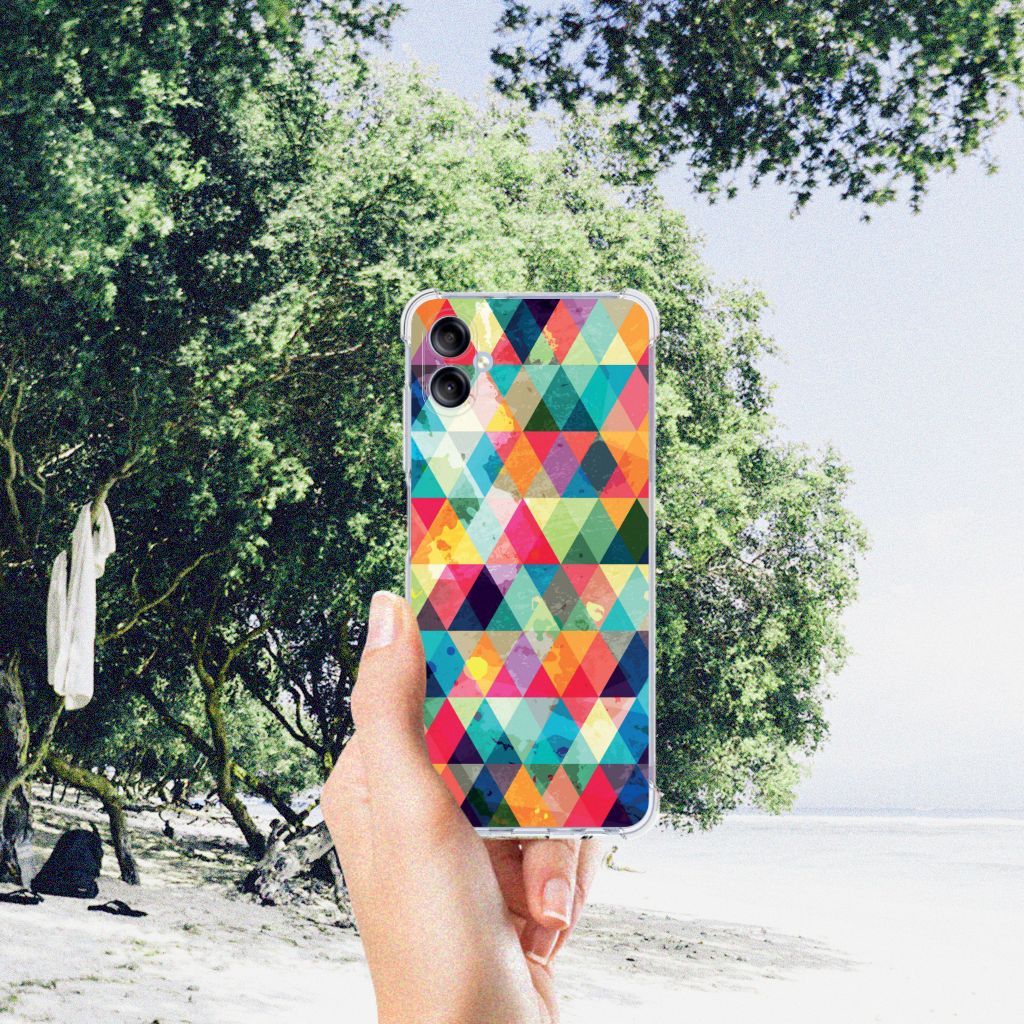 Samsung Galaxy A05 Doorzichtige Silicone Hoesje Geruit hand achtergrond natuur