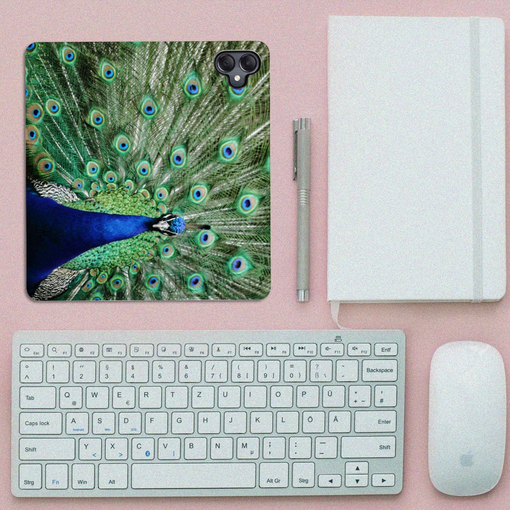 Samsung Galaxy A05 Hoesje maken Pauw pauw design bovenaanzicht