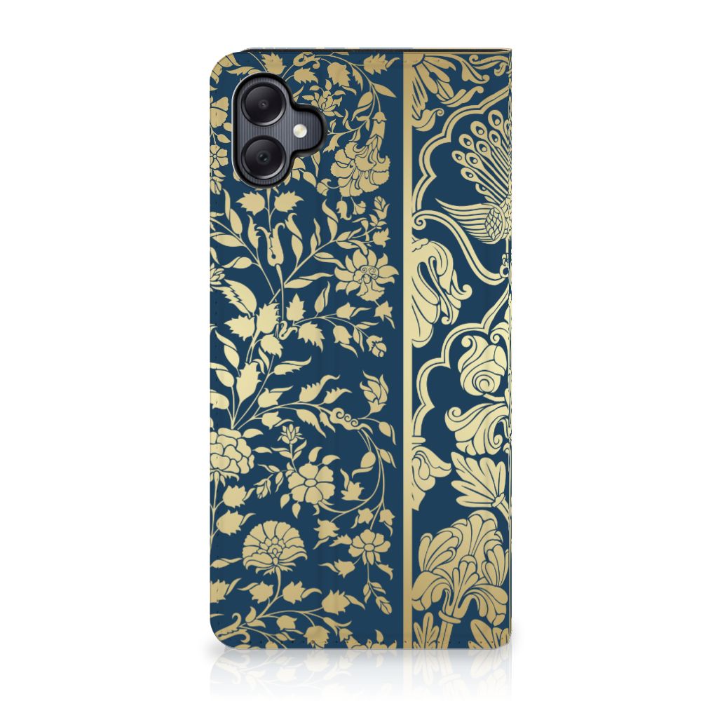Samsung Galaxy A05 Smart Cover Beige Flowers bloemen blauw goud