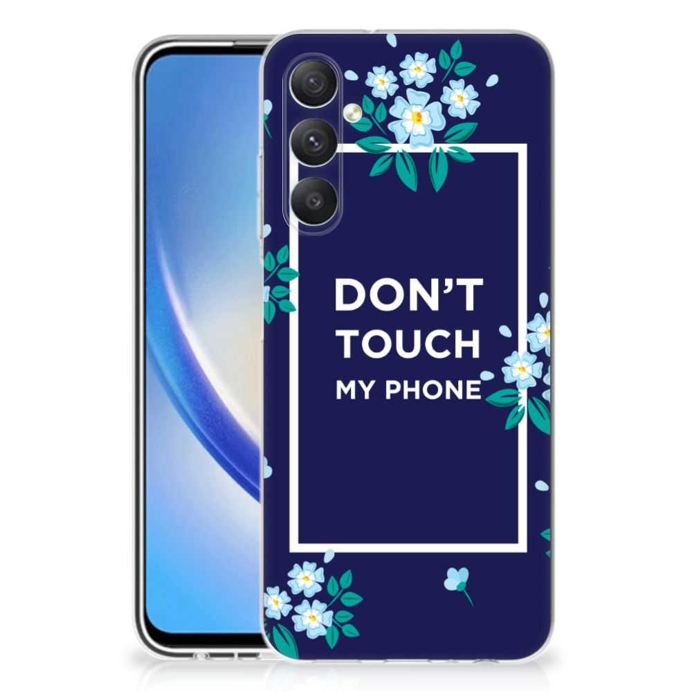 Samsung Galaxy A05S Silicone-hoesje Flowers Blue DTMP design voorkant
