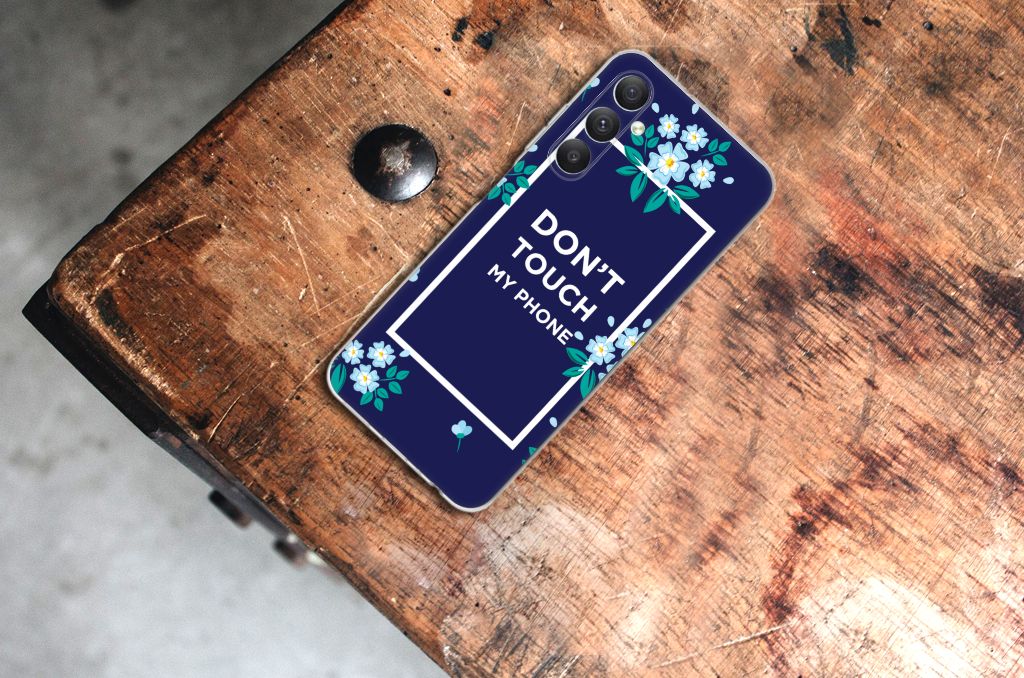 Samsung Galaxy A05S Silicone-hoesje Flowers Blue DTMP achterkant bloemen ontwerp