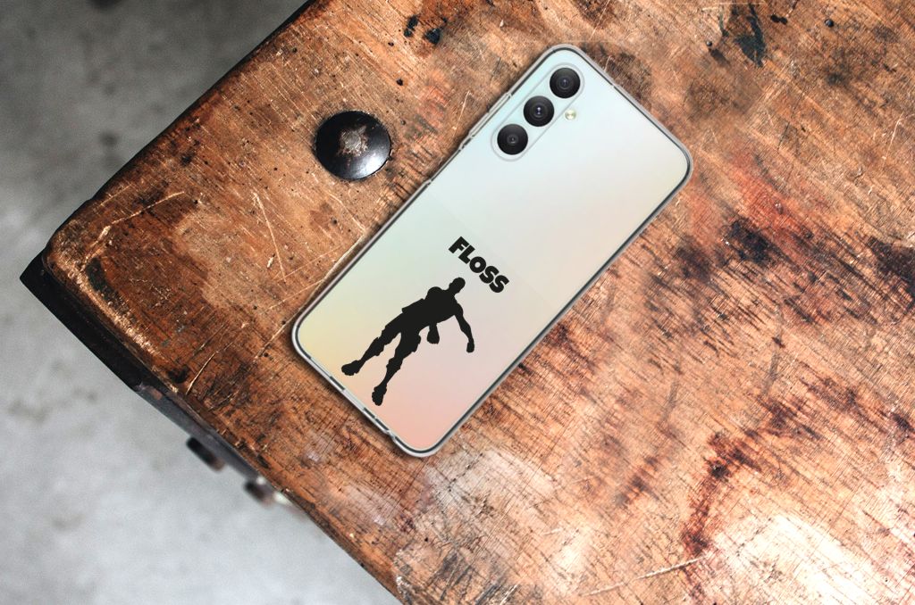 Samsung Galaxy A05S Telefoonhoesje met Naam Floss design bovenaan aanzicht