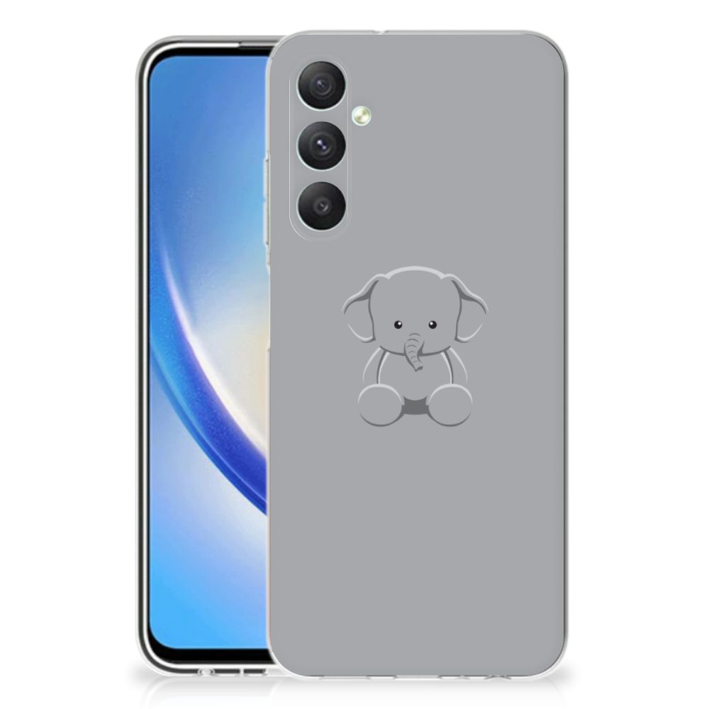 Samsung Galaxy A05S Telefoonhoesje met Naam Grijs Baby Olifant telefoonhoesje baby olifant ontwerp achterkant