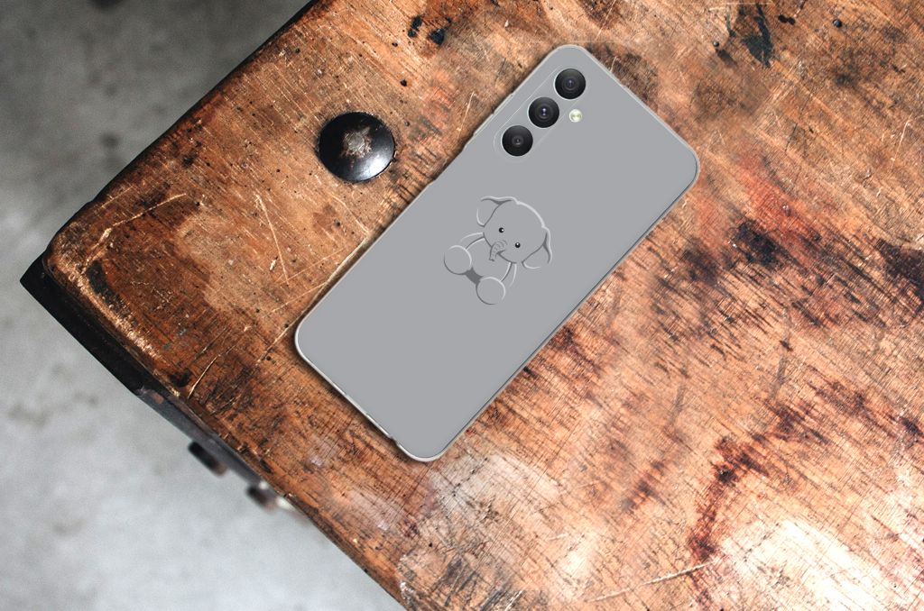 Samsung Galaxy A05S Telefoonhoesje met Naam Grijs Baby Olifant achterkant ontwerp