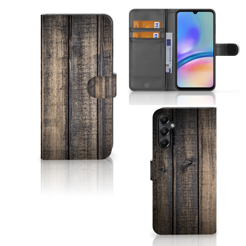 Samsung Galaxy A05s Book Style Case Steigerhout bookstyle case steigerhout aanzicht