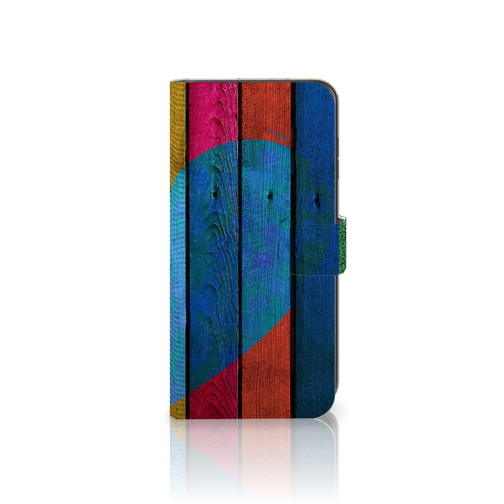 Samsung Galaxy A05s Book Style Case Wood Heart - Cadeau voor je Vriend met kleurrijk houten design 💖
