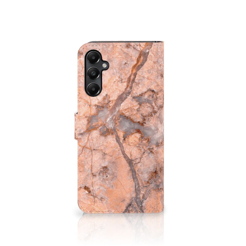 Samsung Galaxy A05s Bookcase Marmer Oranje bookcase marmer oranje achterkant
