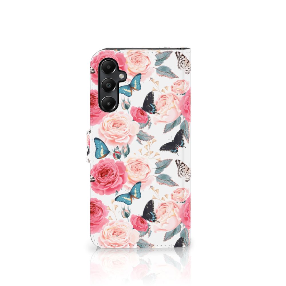 Samsung Galaxy A05s Hoesje Butterfly Roses met roze rozen en vlinders 🦋, ideaal cadeau voor liefdevolle bescherming.