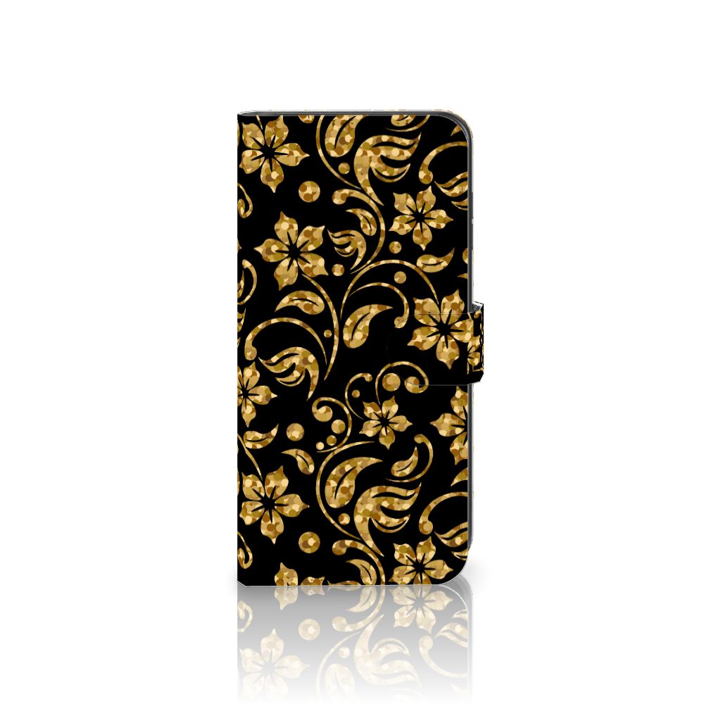 Samsung Galaxy A05s Hoesje Gouden Bloemen telefoonhoesje gouden bloemen design vooraanzicht