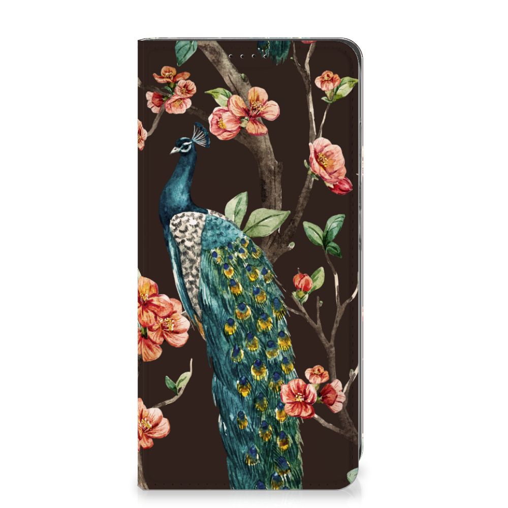 Samsung Galaxy A05s Hoesje maken Pauw met Bloemen, kleurrijk design met pauw en bloemen voor bescherming en gebruiksgemak.
