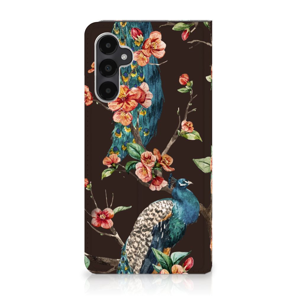 Samsung Galaxy A05s Hoesje maken Pauw met Bloemen, kleurrijk en duurzaam design met pauwen en bloemen 🌸.