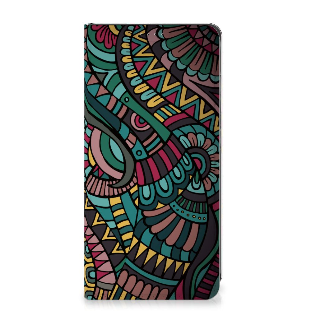 Samsung Galaxy A05s Hoesje met Magneet Aztec retro design voorzijde